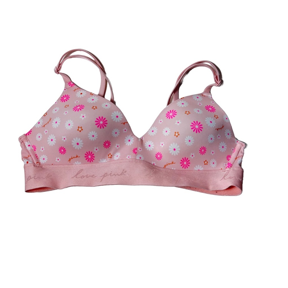 PINK Wear Everywhere Wireless Lightly Lined Bra 32B Daisy Floral Print 54867 VS